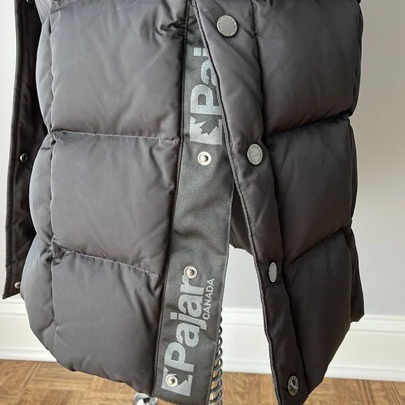 PAJAR AINSLIE Long Belted Puffer Down Coat Parka Jacket, Black, size S/P - Picture 8 of 12